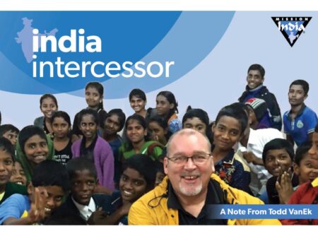 President & CEO Todd VanEk with Indian children at a Bible Club