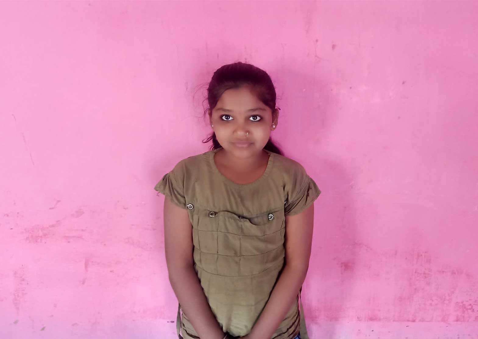 Young girl pink background